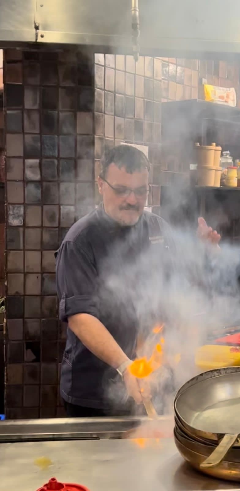 Nadiya's husband working as a chef